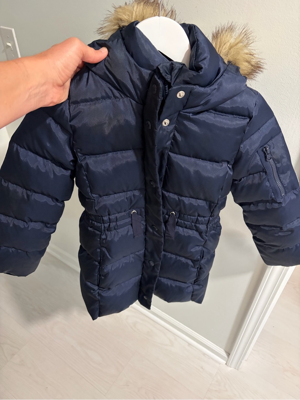GAP Puffer Jacket with Faux Fur Trim